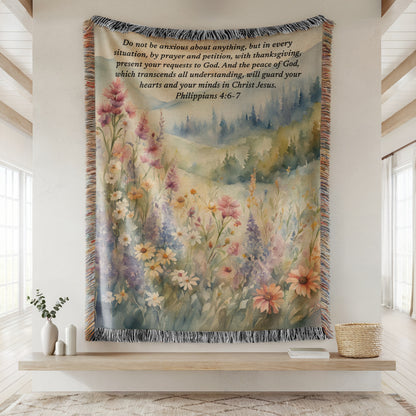 Christian scripture woven blanket personalized with Bible verse