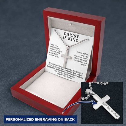 Personalized Cross Necklace For Men Women Boys Girls Mom Dad, Custom Bible Verse Engraving Back, Christian Gifts With Message Card Gift Box