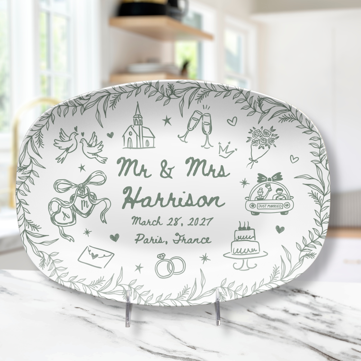Personalized Wedding Platter | Custom Newlywed Plate with Names & Wedding Date