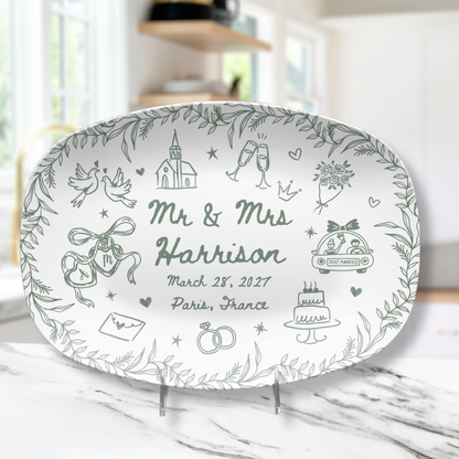 Personalized Wedding Platter | Custom Newlywed Plate with Names & Wedding Date