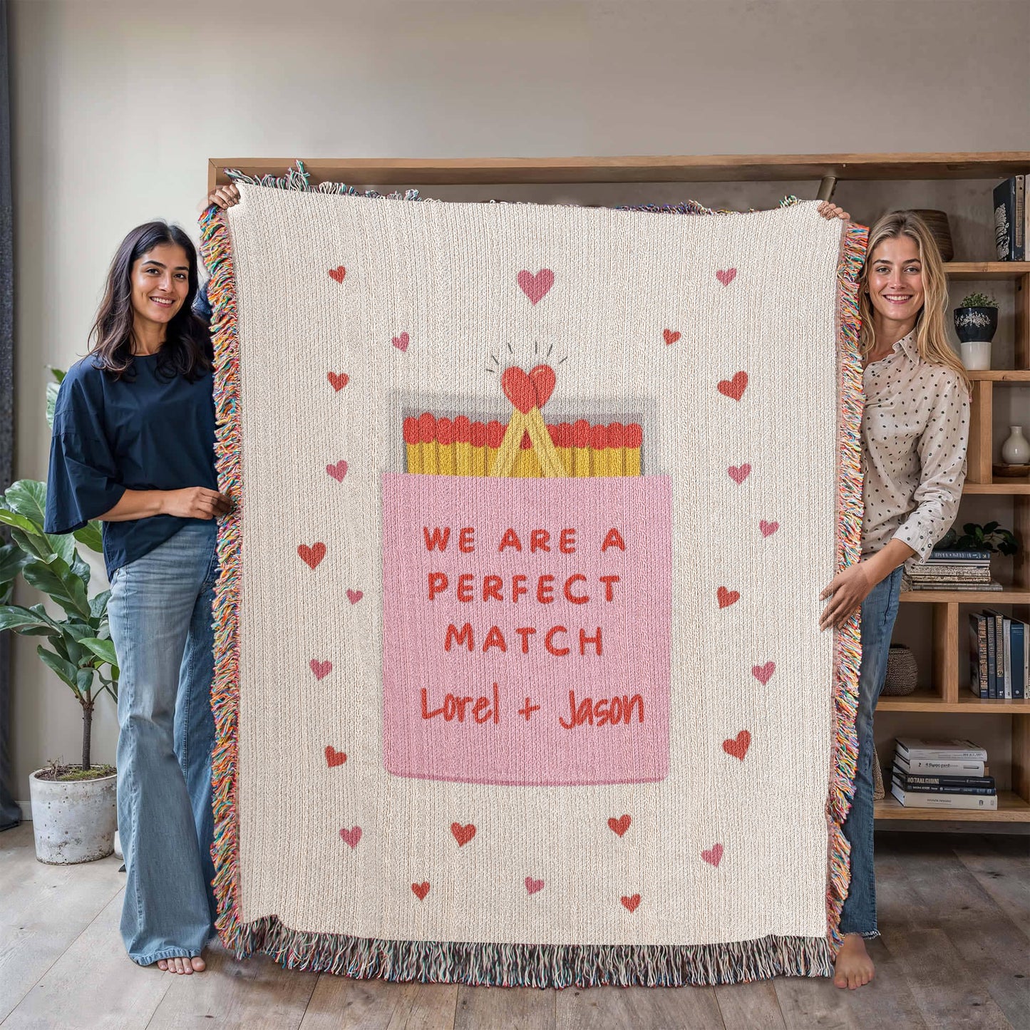 Perfect match blanket for an engaged or newlywed couple