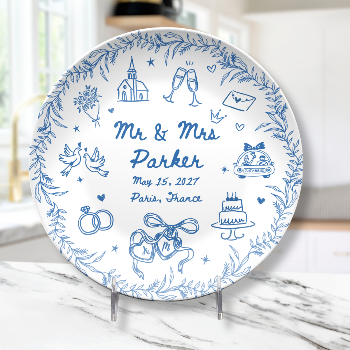 Personalized Wedding Platter | Custom Newlywed Plate with Names & Wedding Date