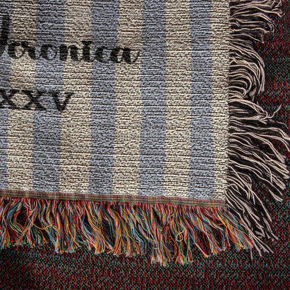 Custom Couples Woven Blanket, Personalized Name Striped Throw, Anniversary Gift, Engagement or Wedding Gift, Unique Holiday Gift For Him Her