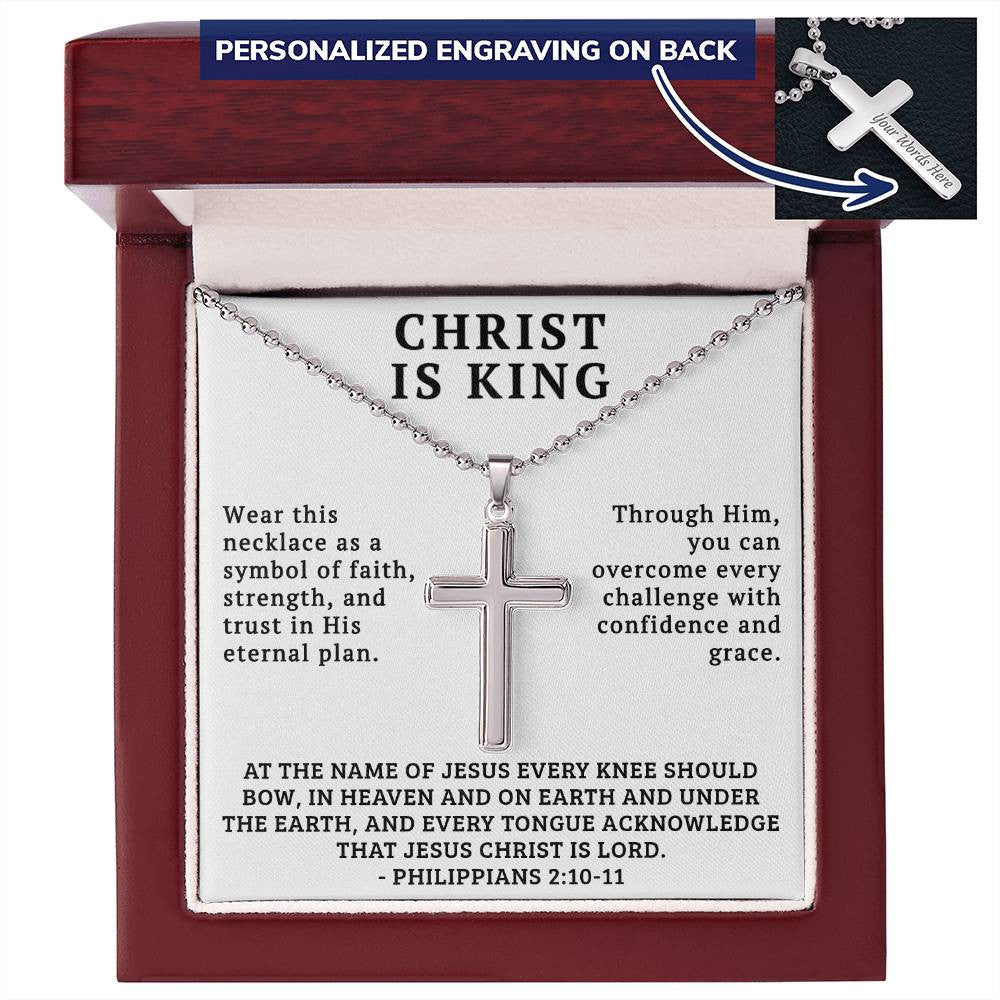 Personalized Cross Necklace For Men Women Boys Girls Mom Dad, Custom Bible Verse Engraving Back, Christian Gifts With Message Card Gift Box