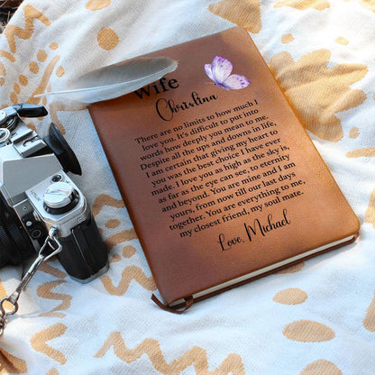 To My Wife Personalized Journal, Gift for Wife from Husband, Custom Name Leather Journal, Anniversary Gift, Birthday Gift, Valentine Gift