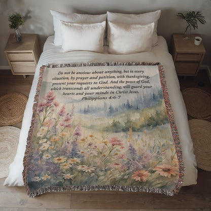 Personalized Christian blanket with floral wildflower artwork