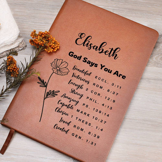 Personalized Prayer Journal Christian Gift for Women God Says You Are Positive Affirmations Leather Notebook Baptism Christmas Birthday Gift