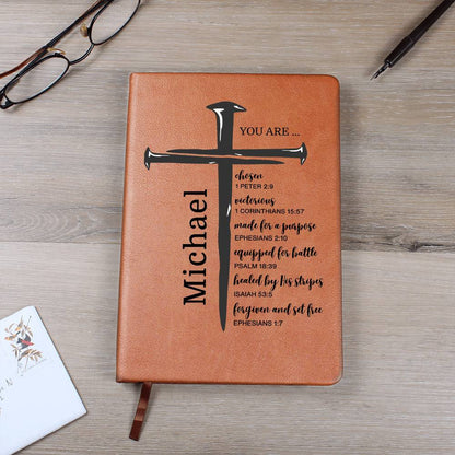 Personalized Christian Journal for Men, Teens & Boys | Bible Verse Leather Notebook | Religious Baptism, Pastor, Retirement & Birthday Gifts