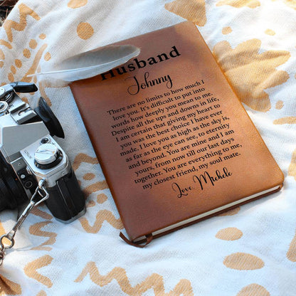 To My Husband Personalized Journal, Gift for Husband from Wife, Custom Name Journal, Husband Birthday Gift, Leather Journal, Valentine Gift