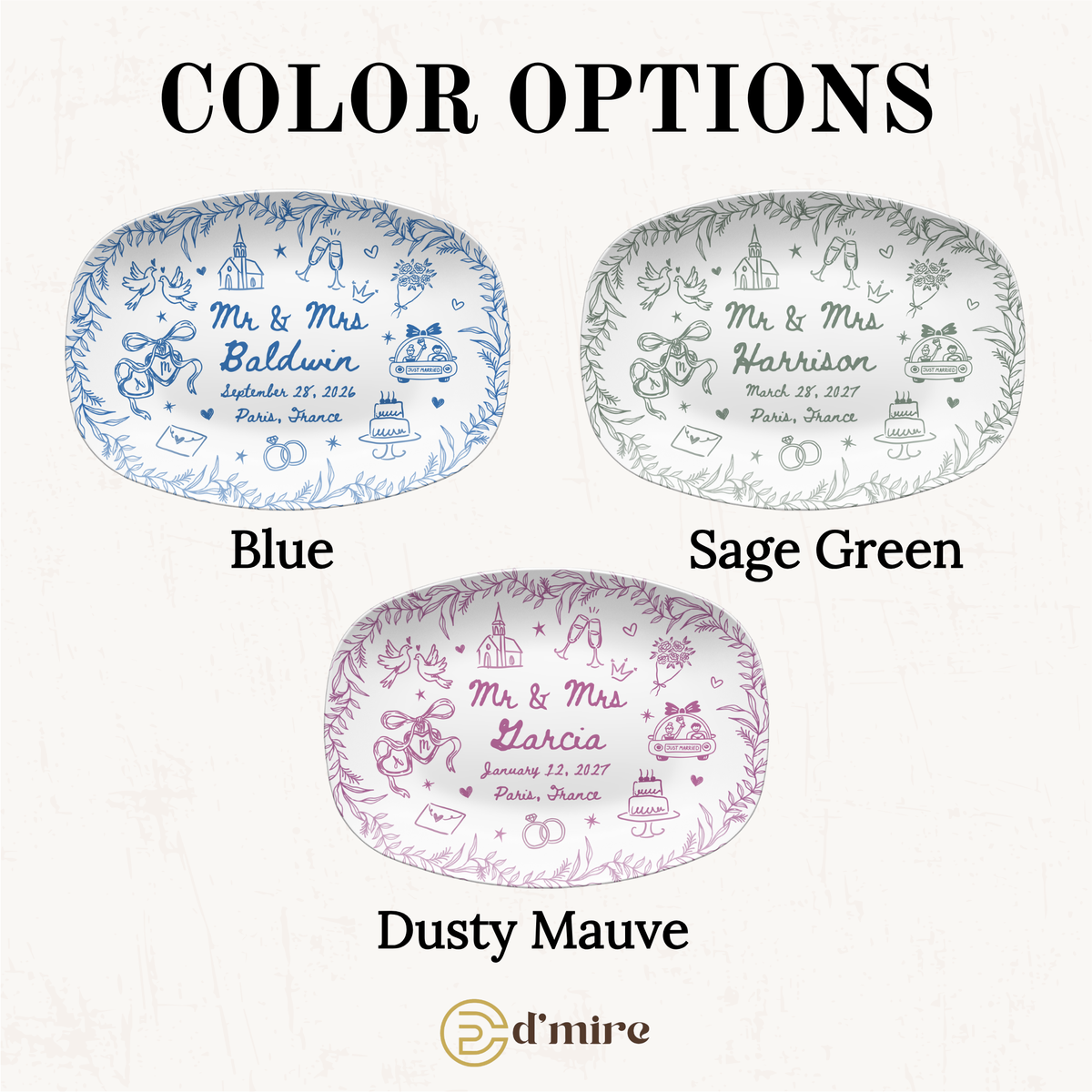 Personalized Wedding Platter | Custom Newlywed Plate with Names & Wedding Date