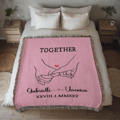 Personalized Couples Woven Blanket Custom Name Throw Anniversary Gift For for Boyfriend Girlfriend Husband Wife Valentine Gift For Him Her