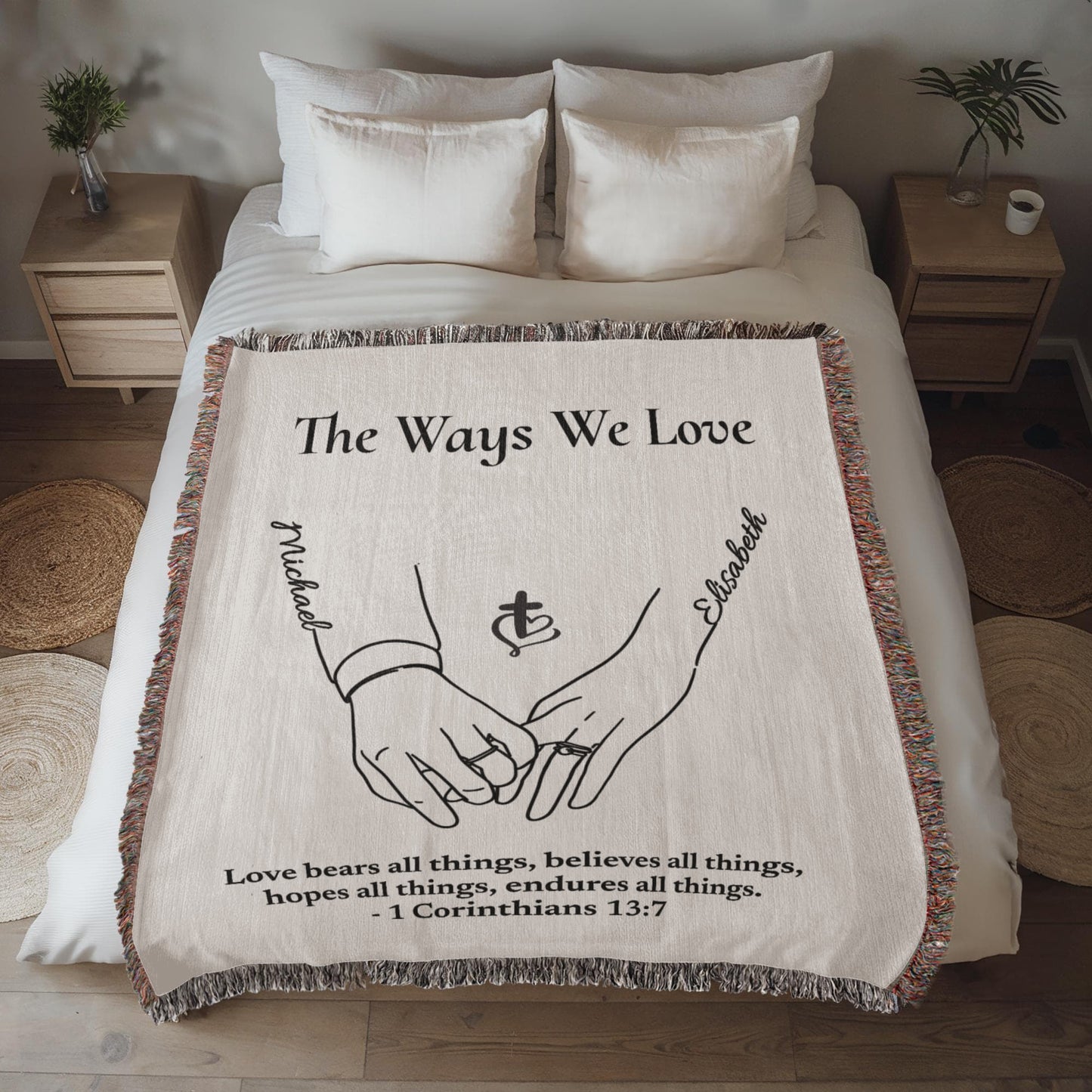 Personalized Couples Woven Blanket Custom Name & Bible Verse Throw Anniversary Gift For for Boyfriend Girlfriend Husband Wife Valentine Gift