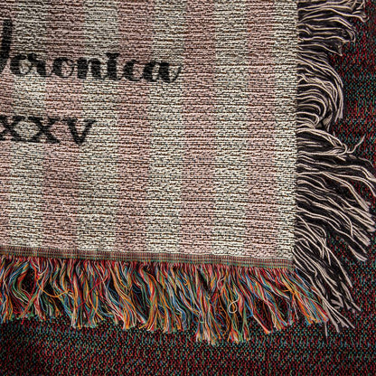 Custom Couples Woven Blanket, Personalized Name Striped Throw, Anniversary Gift, Engagement or Wedding Gift, Unique Holiday Gift For Him Her