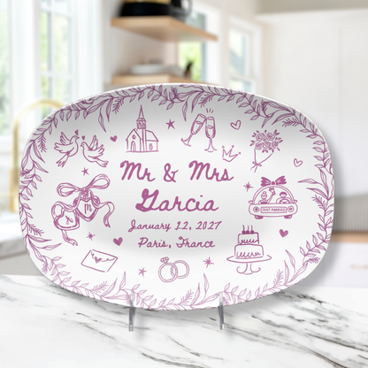 Personalized Wedding Platter | Custom Newlywed Plate with Names & Wedding Date