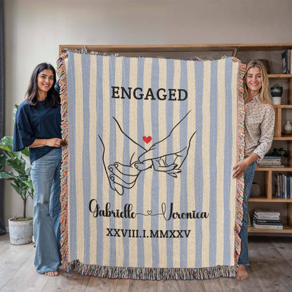 Custom Couples Woven Blanket, Personalized Name Striped Throw, Anniversary Gift, Engagement or Wedding Gift, Unique Holiday Gift For Him Her