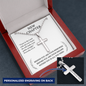 Christian cross necklace with personalized back engraving