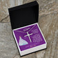 Daughter Gift Necklace - Crystal Cross Necklace - Your Presence In My Life Purple Card