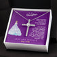 Daughter Gift Necklace - Crystal Cross Necklace - Your Presence In My Life Purple Card