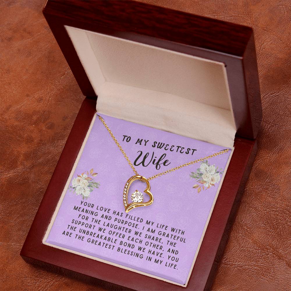 Wife Gift Necklace - Forever Love - Love Filled My Life Lavender Card
