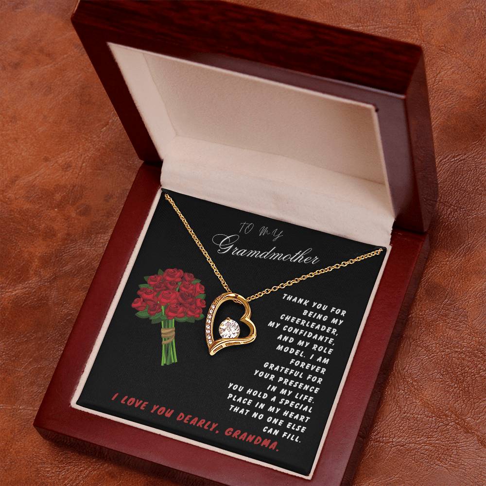 Grandmother Gift Necklace - Forever Love - Roses Black Card