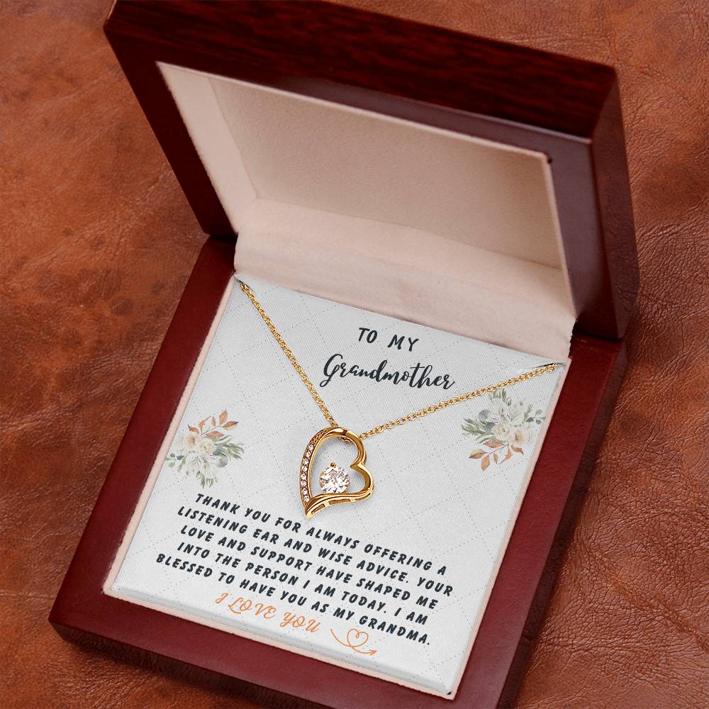 Grandmother Gift Necklace - Forever Love - Wise Advice White Card