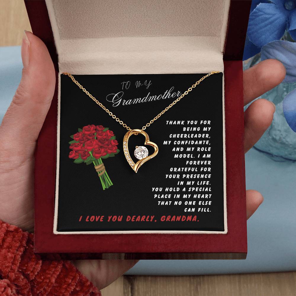 Grandmother Gift Necklace - Forever Love - Roses Black Card