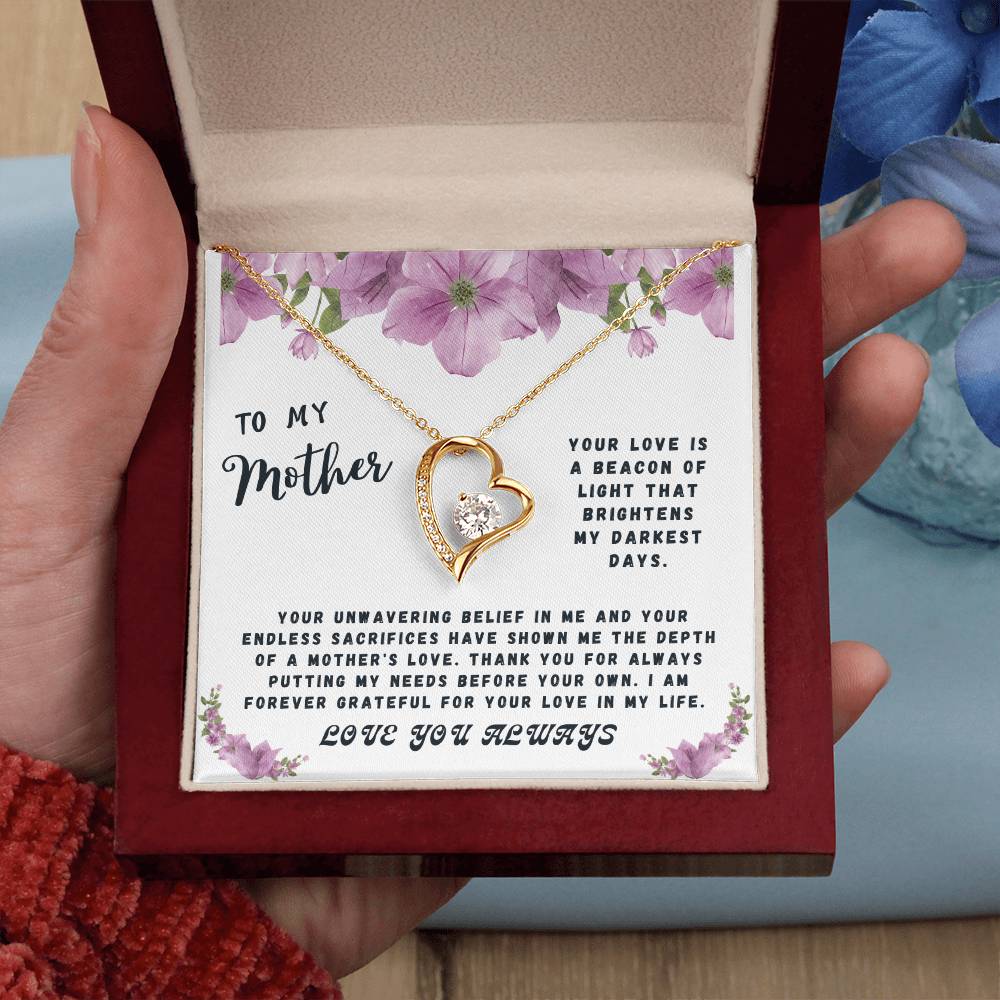 Mother Gift Necklace - Forever Love- Unwavering Belief White Card