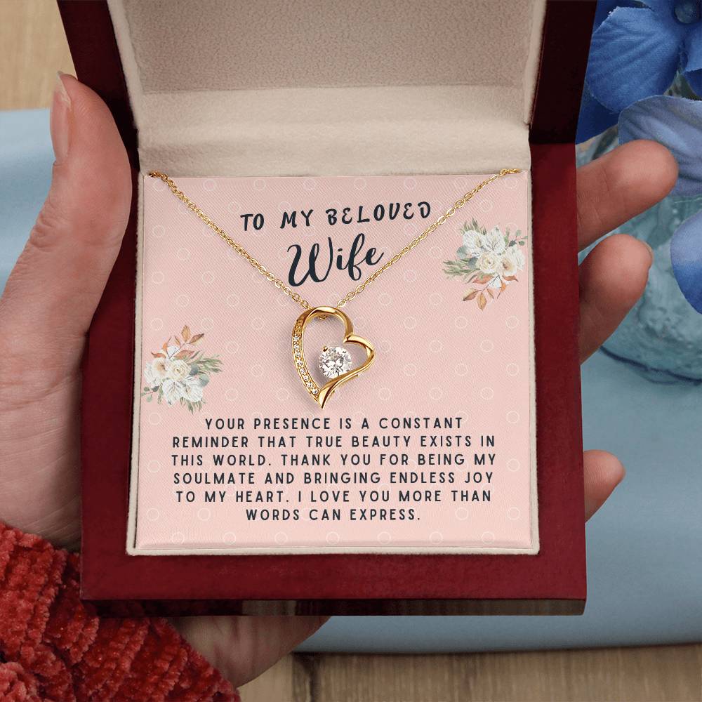 Wife Gift Necklace - Forever Love - True Beauty Exists Pink Card
