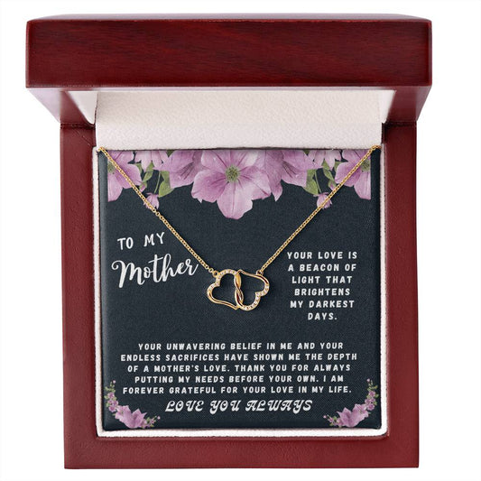 Mother Gift Necklace - Everlasting Love - Unwavering Belief  Black Card