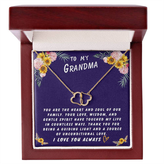 Grandmother Gift Necklace - Everlasting Love - Sun Flower Navy Card