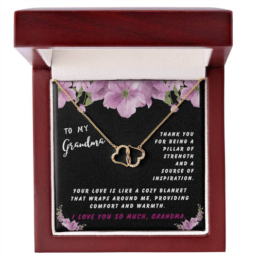 Grandmother Gift Necklace - Everlasting Love- Pillar Of Strength Black Card