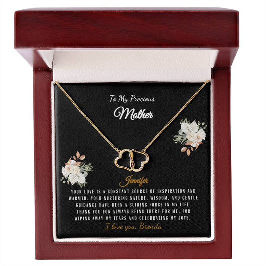 Personalized Gift Necklace - Mother Gift - Everlasting Love - Floral Black Card