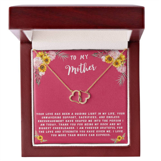 Mother Gift Necklace - Everlasting Love - Guiding Light In My Life Pink Card