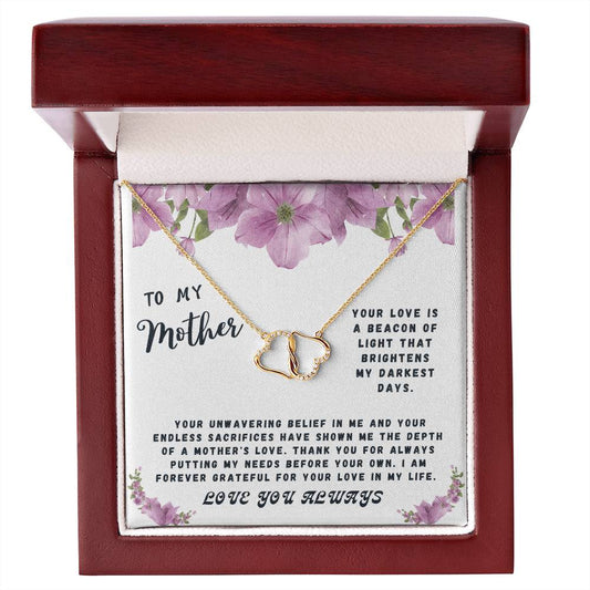 Mother Gift Necklace - Everlasting Love - Unwavering Belief  White Card