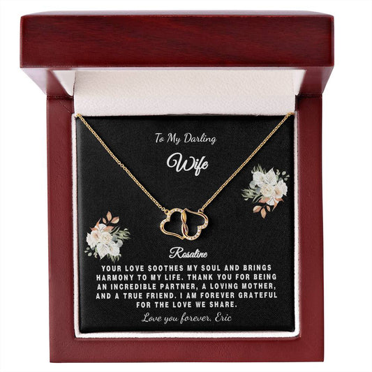Personalized Gift Necklace - Wife Gift - Everlasting Love - Floral Black Card