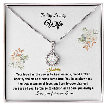 Personalize Gift Necklace - Wife Gift - Eternal Hope - Floral White Card