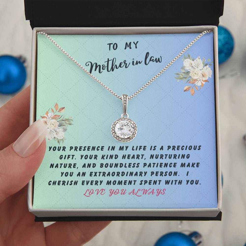 Mother In Law Gift Necklace - Eternal Hope - Precious Gift Blue Card