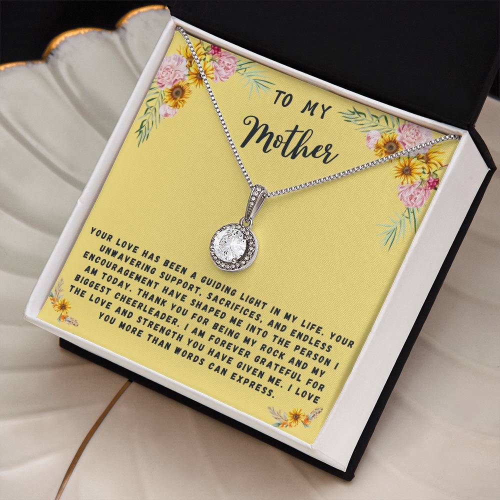 Mother Gift Necklace - Eternal Hope - Guiding Light In My Life Yellow Card