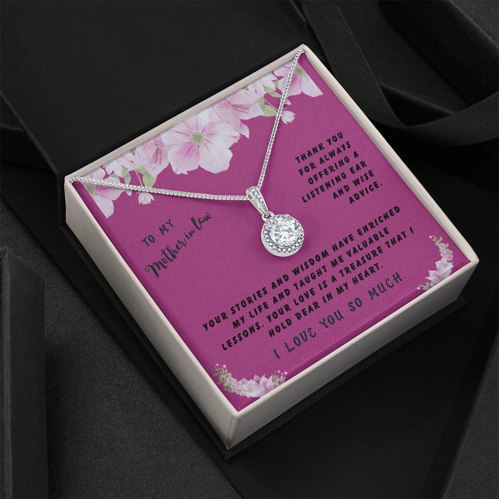 Mother In Law Gift Necklace - Eternal Hope- Your Stories And Wisdom Pink Card