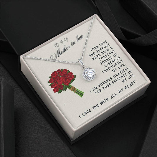 Mother In Law Gift Necklace - Eternal Hope - Roses White Card