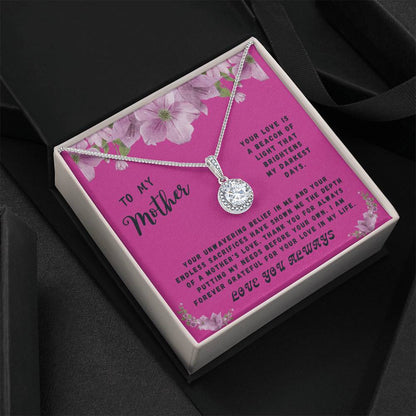 Mother Gift Necklace - Eternal Hope - Unwavering Belief Fushia Card