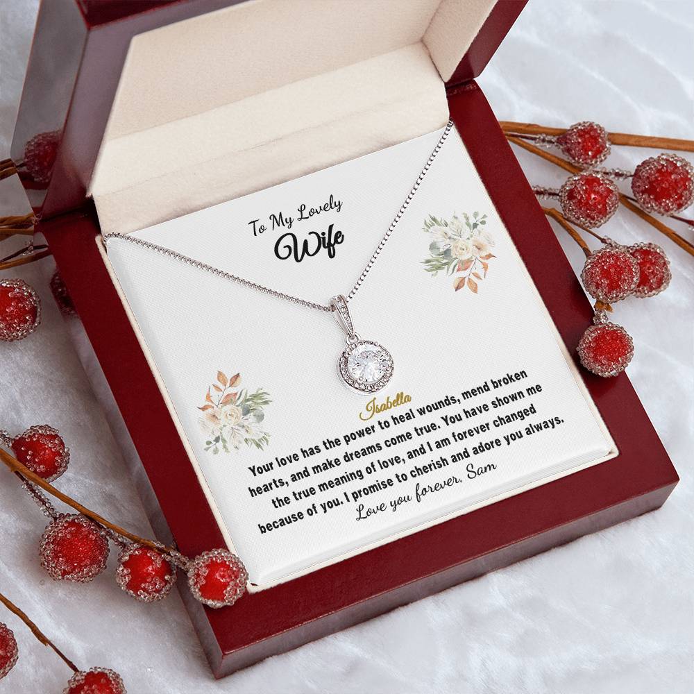 Personalize Gift Necklace - Wife Gift - Eternal Hope - Floral White Card