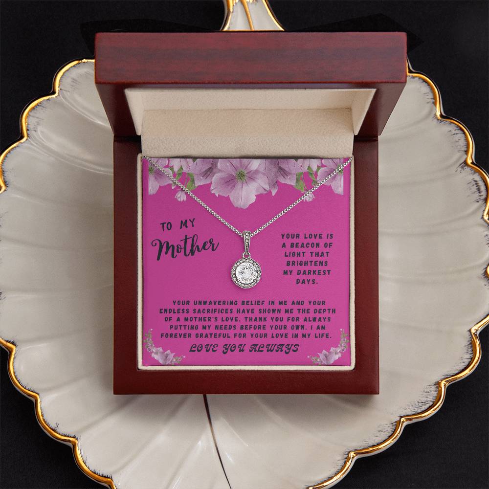 Mother Gift Necklace - Eternal Hope - Unwavering Belief Fushia Card