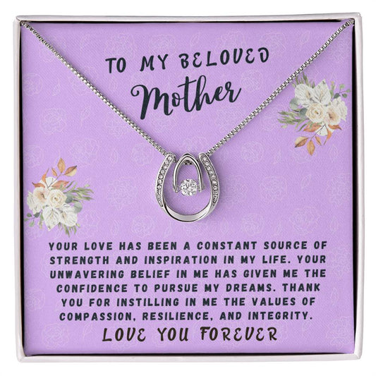 Mother Gift Necklace - Lucky In Love - Constant Source Of Strength Lavender Card