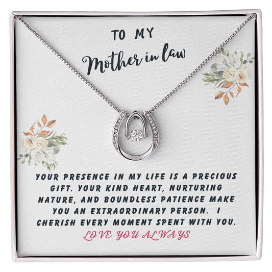 Mother In Law Gift Necklace - Lucky In Love - Precious Gift White Card