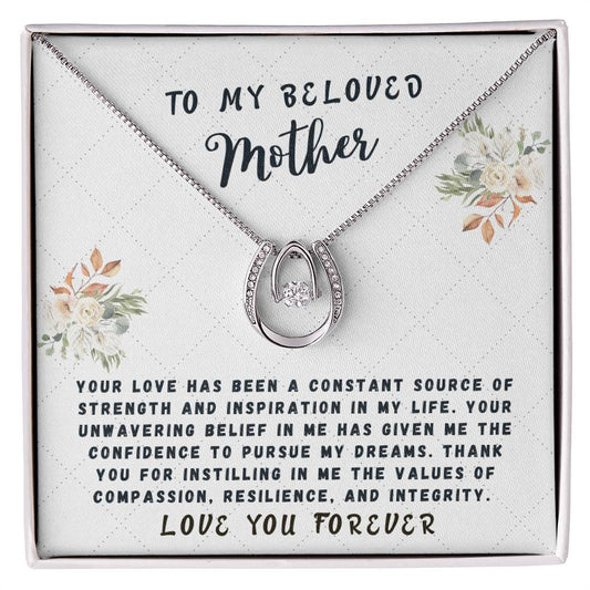 Mother Gift Necklace - Lucky In Love - Constant Source Of Strength White Card