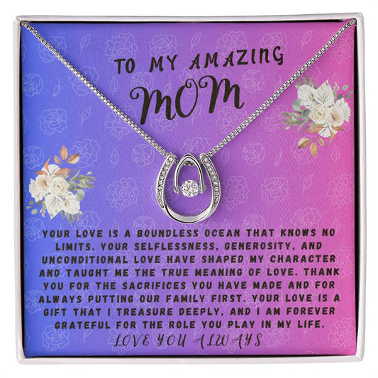 Mother Gift Necklace - Lucky In Love - Boundless Ocean Purple Card