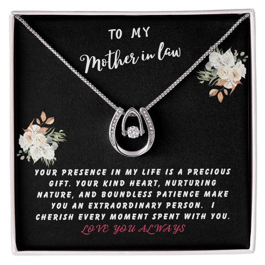 Mother In Law Gift Necklace - Lucky In Love - Precious Gift Black Card