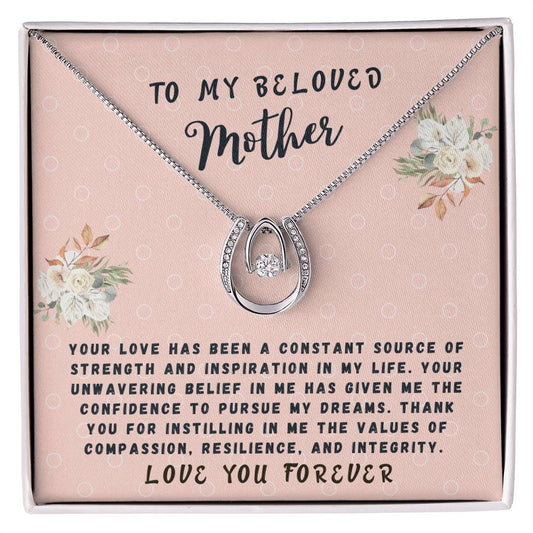 Mother Gift Necklace - Lucky In Love - Constant Source Of Strength Pink Card