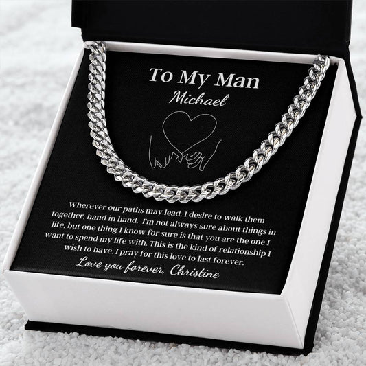 Personalized Man Gift Necklace - Cuban Link Chain